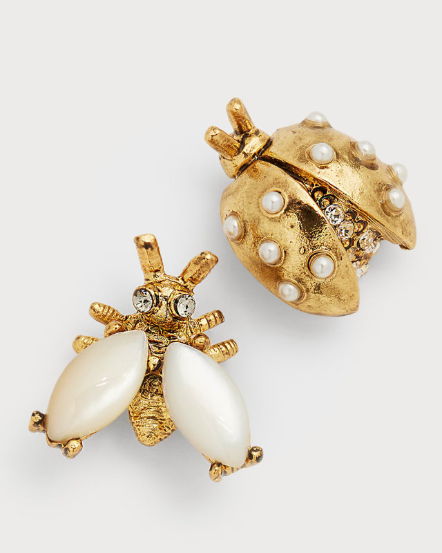 Asymmetric Ladybug Earrings